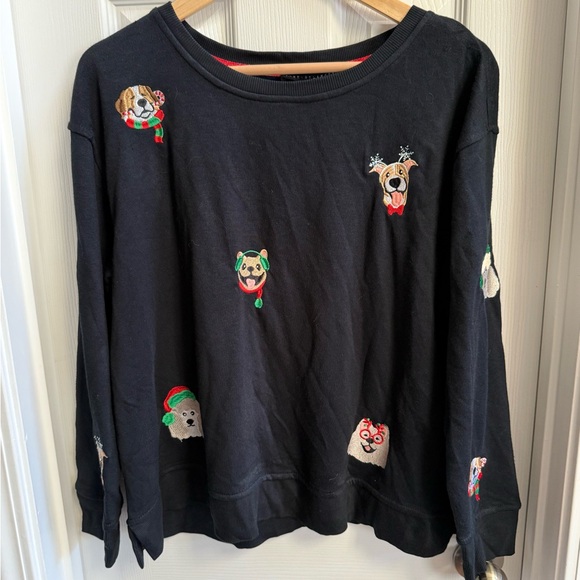Jane & Delancey NWT Women's L Holiday Dog Embellished Black Long Sleeve Sweater - Picture 3 of 11